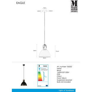 Lampa wisząca Eagle czarna | Markslojd - Skandynawski design