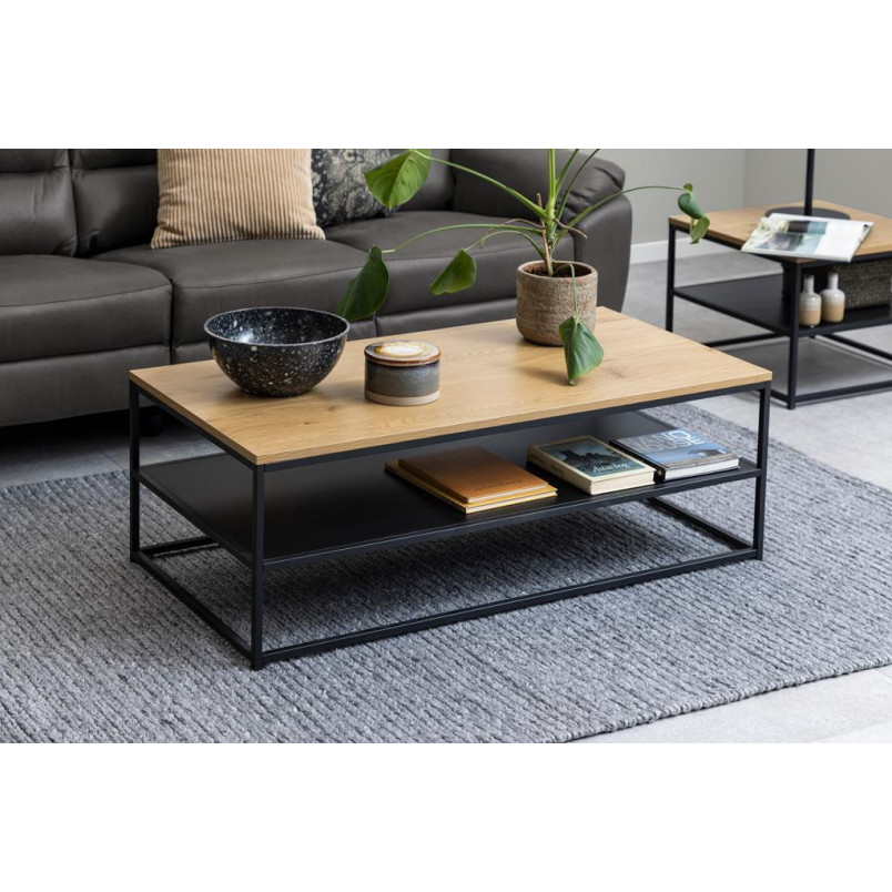 Stolik kawowy loft Actona Gila | Dąb dziki / Czarny | 120x60cm