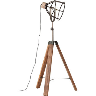 Lampa podłogowa drewniana industrialna Matrix Czarna stal marki Brilliant