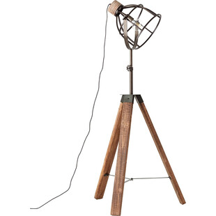 Lampa podłogowa drewniana industrialna Matrix Czarna stal marki Brilliant