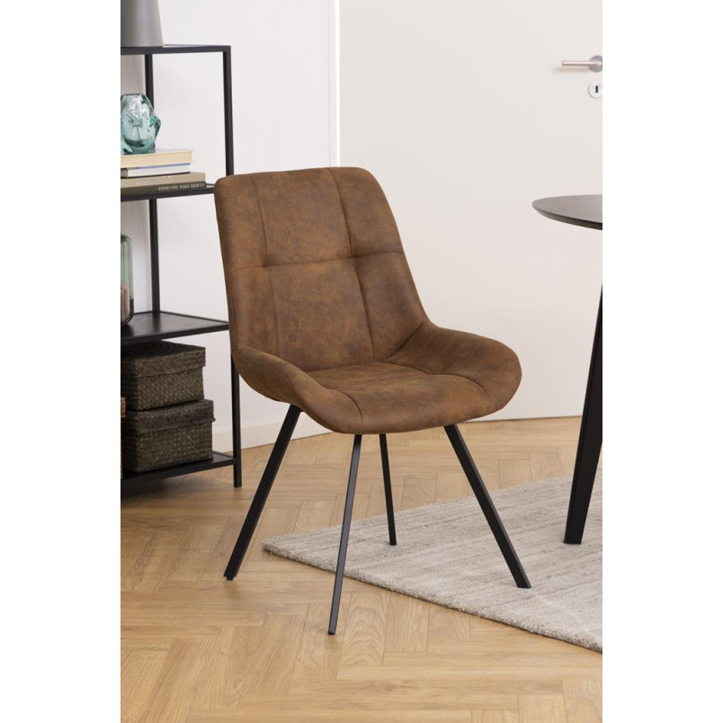 Krzesło Waylor Actona - Brązowe, Pikowane | Elegancki Design