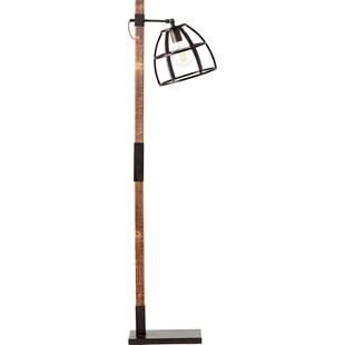 Lampa podłogowa druciana Matrix Czarna stal/Drewno marki Brilliant