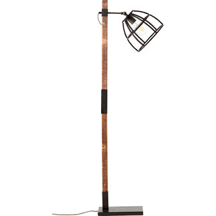 Lampa podłogowa druciana Matrix Czarna stal/Drewno marki Brilliant
