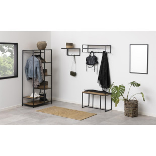 Wieszak stojący Actona Seaford | Loft, półki, dąb/czarny