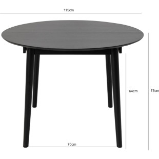 Stół okrągły rozkładany Montreux Actona | Czarny, 115-154cm