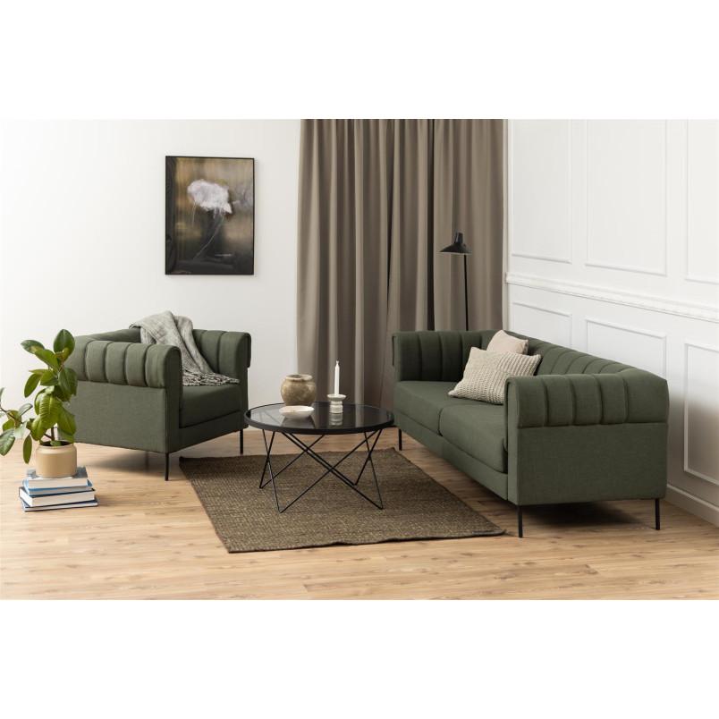 Stolik szklany Actona Cuxton 80cm - Szkło dymione, czarny