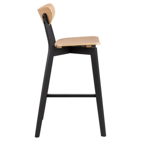 Krzesło barowe Actona Roxby | Drewno, Czarny | H77cm