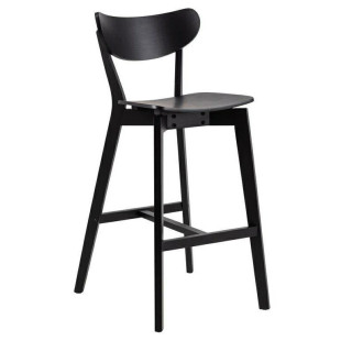 Krzesło barowe drewniane Roxby Actona | Czarny, H77cm