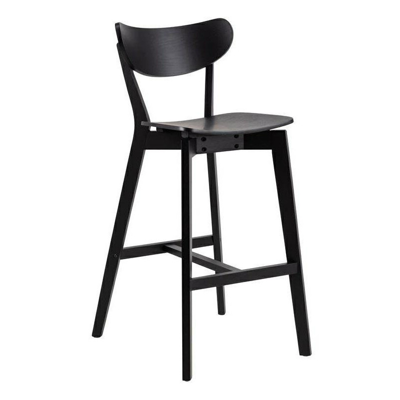 Krzesło barowe drewniane Roxby Actona | Czarny, H77cm