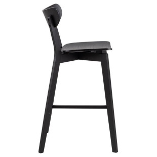 Krzesło barowe drewniane Roxby Actona | Czarny, H77cm