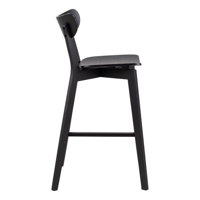 Krzesło barowe drewniane Roxby Actona | Czarny, H77cm