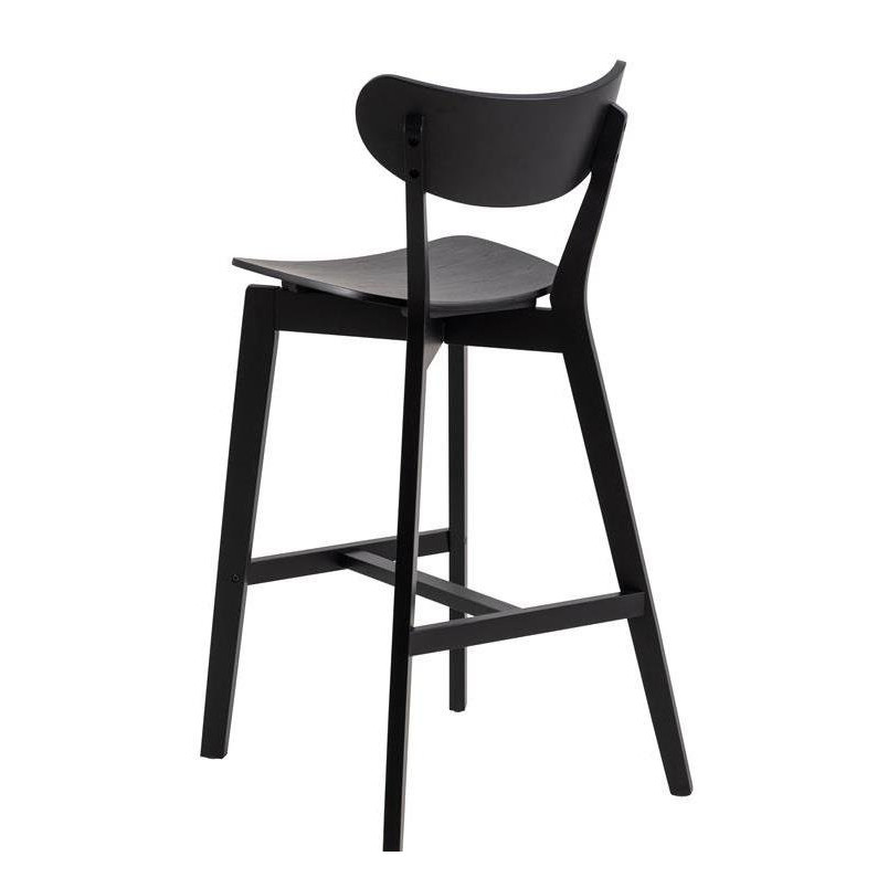 Krzesło barowe drewniane Roxby Actona | Czarny, H77cm