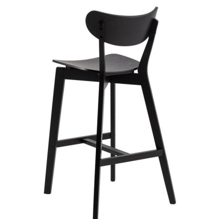 Krzesło barowe drewniane Roxby Actona | Czarny, H77cm