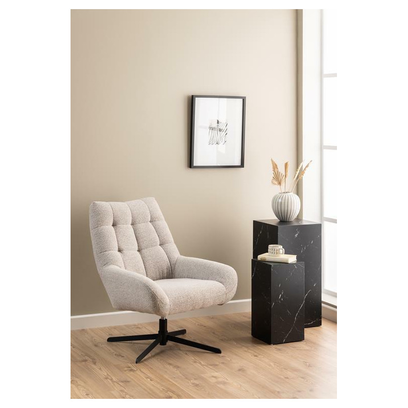 Fotel pikowany Paris Actona - Beżowy, Obrotowy | Komfortowy Design