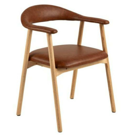 Krzesło Actona Addi PU - Drewno Dąb, Eko Skóra | Elegancki Design