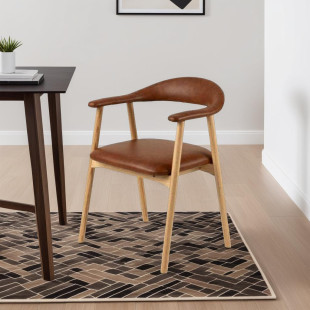 Krzesło Actona Addi PU - Drewno Dąb, Eko Skóra | Elegancki Design