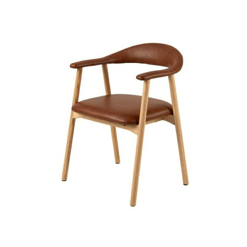 Krzesło Actona Addi PU - Drewno Dąb, Eko Skóra | Elegancki Design