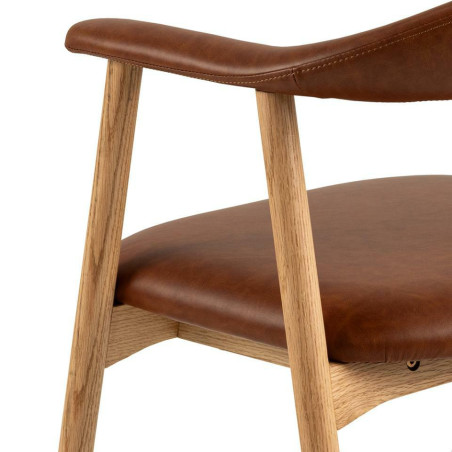 Krzesło Actona Addi PU - Drewno Dąb, Eko Skóra | Elegancki Design