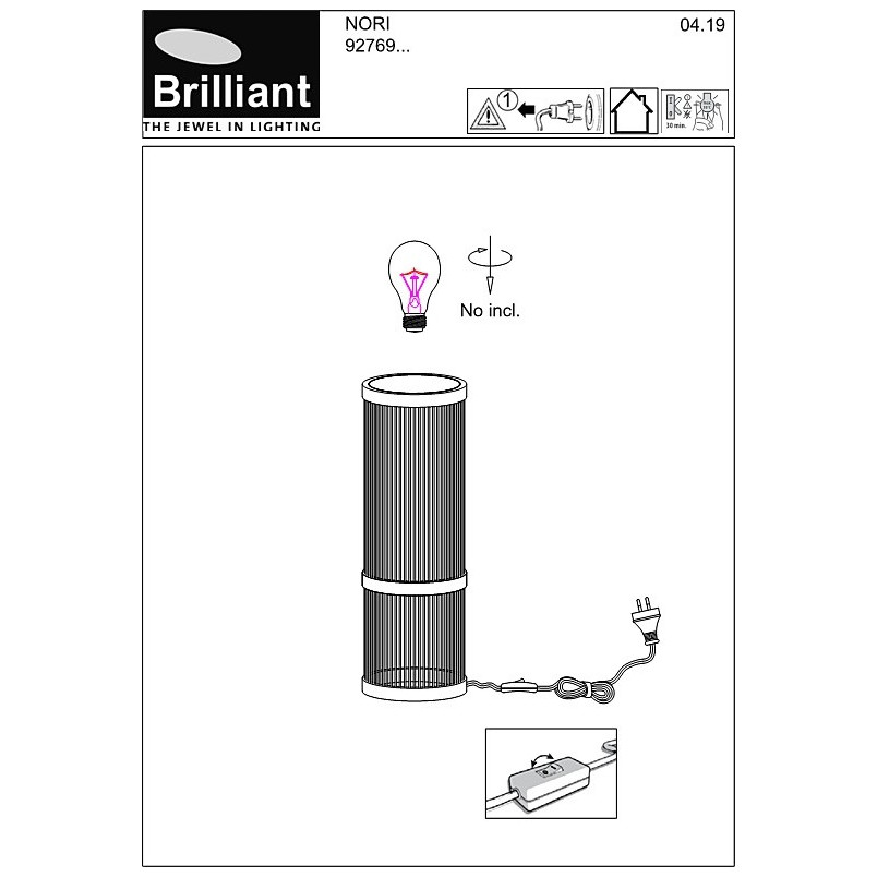 Lampa stołowa bambusowa Nori 12 - Naturalny design | Brilliant