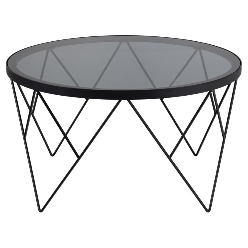 Stolik kawowy Actona Halstow | Szkło dymione, czarny - 80cm