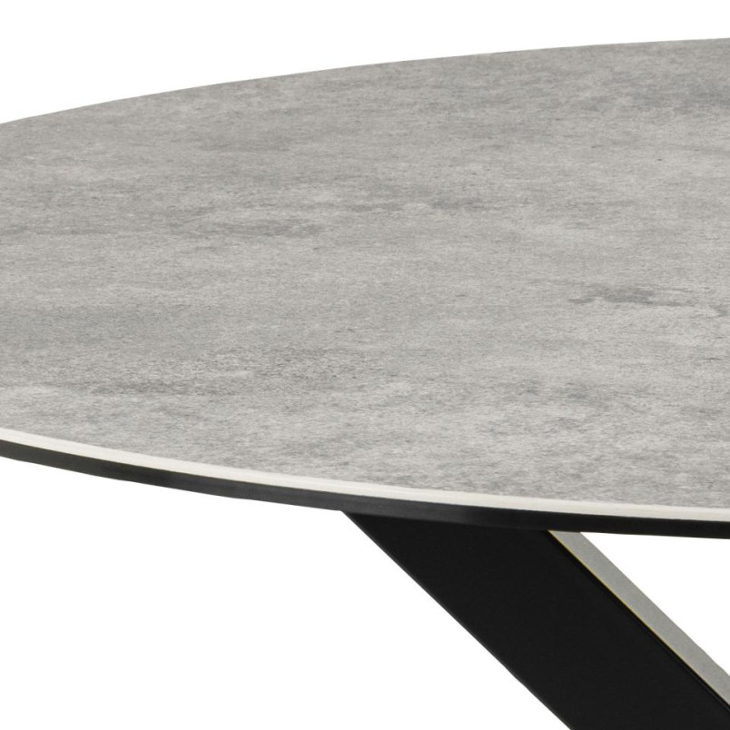 Stół okrągły Actona Heaven | Szary ceramiczny blat, czarna podstawa