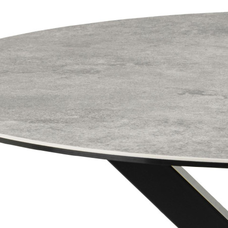 Stół okrągły Actona Heaven | Szary ceramiczny blat, czarna podstawa