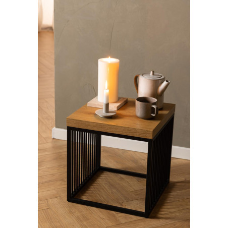 Stolik loft Actona Strington | 40x40cm | Dąb/Czarny