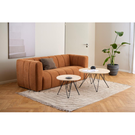 Stolik okrągły Actona Prunus | Kamienny blat trawertyn, 55cm