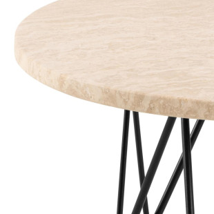 Stolik okrągły Actona Prunus | Kamienny blat trawertyn, 55cm