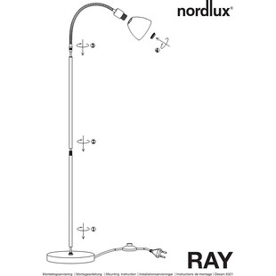 Lampa podłogowa Ray czarna - Nordlux | Nowoczesne oświetlenie