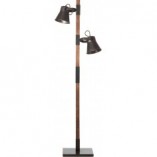 Lampa podłogowa industrialna Plow | Czarna stal i drewno | Brilliant