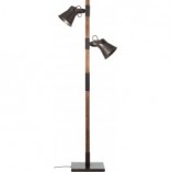 Lampa podłogowa industrialna Plow | Czarna stal i drewno | Brilliant
