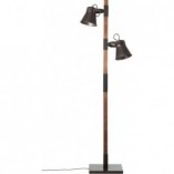 Lampa podłogowa industrialna Plow | Czarna stal i drewno | Brilliant