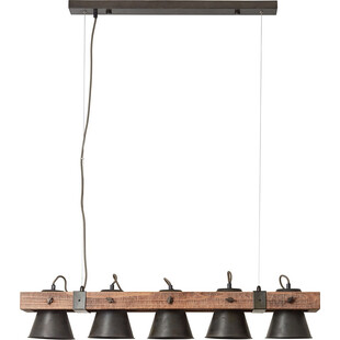 Lampa wisząca industrialna Plow - czarna stal/drewno | Brilliant