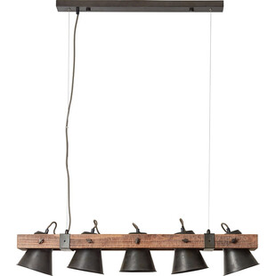 Lampa wisząca industrialna Plow - czarna stal/drewno | Brilliant
