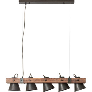 Lampa wisząca industrialna Plow - czarna stal/drewno | Brilliant