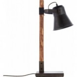 Lampa biurkowa industrialna Plow | Czarna stal / Drewno | Brilliant
