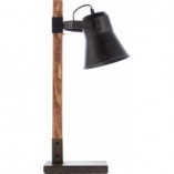 Lampa biurkowa industrialna Plow | Czarna stal / Drewno | Brilliant