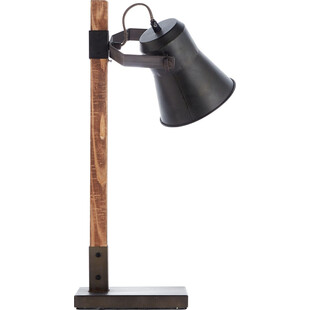 Lampa biurkowa industrialna Plow | Czarna stal / Drewno | Brilliant