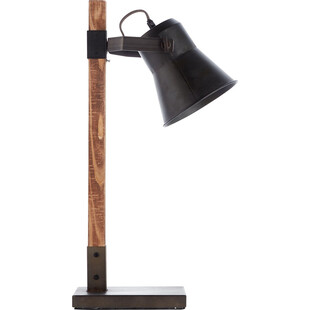 Lampa biurkowa industrialna Plow | Czarna stal / Drewno | Brilliant