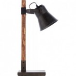 Lampa biurkowa industrialna Plow | Czarna stal / Drewno | Brilliant