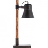 Lampa biurkowa industrialna Plow | Czarna stal / Drewno | Brilliant