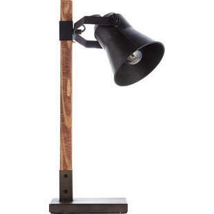 Lampa biurkowa industrialna Plow | Czarna stal / Drewno | Brilliant