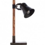 Lampa biurkowa industrialna Plow | Czarna stal / Drewno | Brilliant