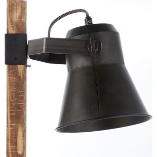 Lampa biurkowa industrialna Plow | Czarna stal / Drewno | Brilliant