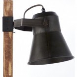 Lampa biurkowa industrialna Plow | Czarna stal / Drewno | Brilliant