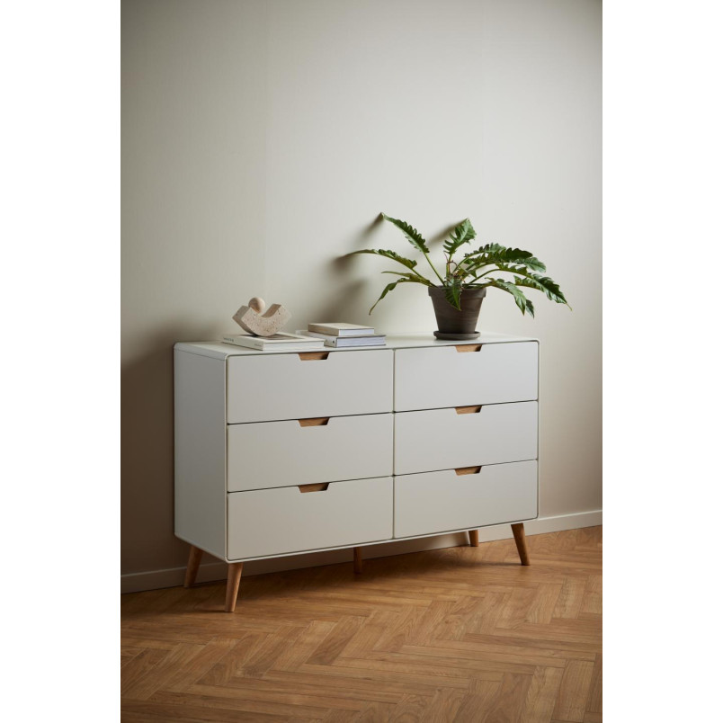 Komoda Actona Lowell | 6 szuflad | Biała, 135x90 cm