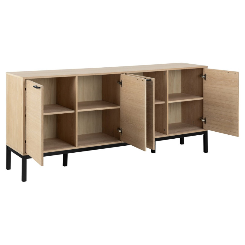 Komoda Actona Kensington | 180x80cm | Dąb Bielony/Czarny