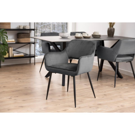Krzesło Actona Ranja - Elegancki design | Szare, z podłokietnikami