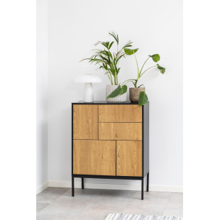 Komoda Actona Seaford III | Dąb Naturalny/Czarny - Stylowe Meble